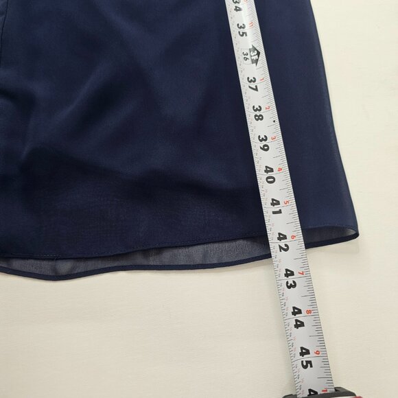 Alex Evenings Blouse Pants Set Women Dark Navy Tiered Hem Round Neck Floral - Picture 12 of 16